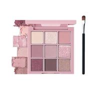 Pink Eyeshadow Palette, Make-Up Palettes Shimmer Glitter Eye Shadow Pallets for Women, Matte Make up Palette Set, 9 Colour Nude Natural Long Lasting Highly Pigmented Pink Brown Eyeshadow with Brush