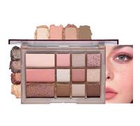 Pink Eyeshadow Palette, Nude Pink Matte Shimmer Glitter Eye Shadow Pallets for Women, 12 Colour Natural Long Lasting Highly Pigmented Pink Brown Eyeshadow Blush Make-Up Palettes