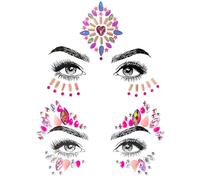 Pink Face Gems - 2 Pack Festival Face Jewels, Stick On Face Gems, Self Adhesive Face Crystals, Sweat Resistant