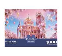 Pink Fairy Tale Castle Jigsaw Puzzles for Adults Interesting Puzzle Game 1000 Pieces Educational Games Home Decoration Gifts 38x26cm/1000pcs