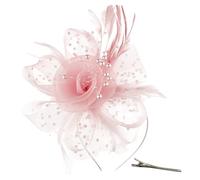Pink Fascinator for Women with Hair Clip, 1 Pcs Fascinators for Weddings, Elegant Feather and Tulle Design, Perfect for Weddings, Tea Parties, Church Events, and Royal Ascot