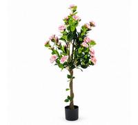 Pink Faux Rose Topiary Tree Artificial Plant With Twisted Natural Trunk 120Cm