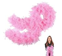 Pink Feather Boas Thick Fancy Dress for Women,Girls,80g 2m/6.6ft Natural Turkey Feather Boa Pink,Party Fluffy Boa Feather Scarffor Bulk for Adult,Kids,Wedding Bachelor Halloween Christmas Party