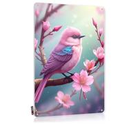 Pink Feathered Friend Amongst Blossoming Branches Wall Signs House Stuff | Cool Collection Decorative Wall Art(30X40CM)
