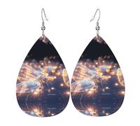 Pink Firefly Printed teardrop-shaped leather earrings | High-end design, light luxury earrings