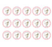 Pink First Holy Communion Cupcake Toppers Personalised Icing or Wafer or Wafer Card Stand up Any Size