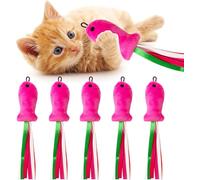 Pink fish cat toys, 5-piece catnip toy set, soft catnip toy, feather accessories for interactive cat wand toy, cat toys