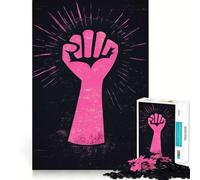 Pink Fist Graphic 1000 Pieces Jigsaw Puzzles for Teenagers Solid Logic Toy Peaceful Fun Precision Cut Amazing Present (38x52cm)