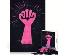 Pink Fist Graphic 1000 Pieces Jigsaw Puzzles for Teenagers Solid Logic Toy Peaceful Fun Precision Cut Amazing Present (38x52cm)