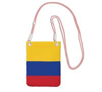 Pink Flag of Colombia Print Small Crossbody Cell Phone Bag, Cute Carry A Mobile Purse Diagonally, for Shopping, Walking