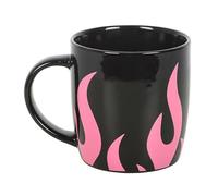 Pink Flame Ceramic Mug | Bold Black Coffee Cup with Hot Pink Fire Design | 320ml | Gift Boxed Alternative Drinkware for Tea or Coffee