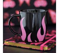 Pink Flame Mug - Bold Black Ceramic Coffee Cup, 320Ml Gift