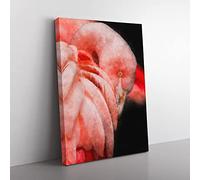 Pink Flamingo Abstract Painting Modern Canvas Wall Art Print Ready to Hang, Framed Picture for Living Room Bedroom Home Office Décor, 50x35 cm (20x14 Inch)