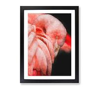 Pink Flamingo Abstract Painting Modern Framed Wall Art Print, Ready to Hang Picture for Living Room Bedroom Home Office Décor, Black A2 (64 x 46 cm)