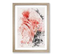 Pink Flamingo Abstract Watercolour Framed Print | A2 Oak Framed Wall Art | Ready to Hang | Abstract Animal Picture | Living Room Bedroom Lounge Office