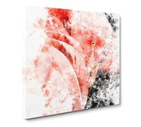 Pink Flamingo Abstract Watercolour Modern Canvas Wall Art Print Ready to Hang, Framed Picture for Living Room Bedroom Home Office Décor, 20x20 Inch (50x50 cm)