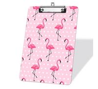 Pink Flamingo Acrylic Clipboard with Silver Low Profile Clip A4 Letter Size Clipboard Office Stationery Decor Clip Board for Teacher Student Nurses Woman Daughter Mothers Gifts Fashion Design