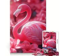 Pink Flamingo Amidst Pink Flowers 1000 Piece Jigsaw Puzzles for Adults Improve Memory Anxiety Relief Sharp Edge Wall Art Decor (38x26cm)
