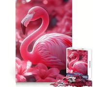 Pink Flamingo Amidst Pink Flowers 1000 Piece Jigsaw Puzzles for Teenagers Memory Boost Home Leisure Image Assembly Lovely Gift (38x52cm)