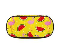 Pink Flamingo and Watermelon Print Functionality Storage Pencil Bag School Students Boys Girls Everyday Use Practical