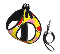 Pink Flamingo And Watermelon Print Harness Leash Set For Cat Dog, Reflective Adjustable Escape-Proof Vest Lead With Soft Breathable Mesh, For Small Pets And Kitten Puppy