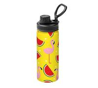 Pink Flamingo and Watermelon Print Stainless Steel Thermos Bottle with Handle,Sports Bottle,Suitable for Cycling,Fitness