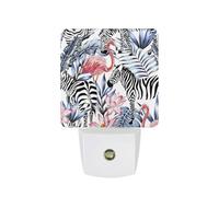 Pink Flamingo And Zebra LED Night Lights Plug Into Wall With Dusk-To-Dawn Sensor Lamp For Bathroom Hallway Kitchen