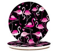 Pink Flamingo Animal Absorbent Cup Holders Car Coasters,Ceramic Stone Drinks Coaster Set for Women Man 2.56"(2 Pack)