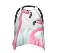 Pink Flamingo Baby Car Seat Canopy Cover, Multi Use Breathable Nursing Breastfeeding Covers for Mom Soft Stroller Sun Shade Newborn Shower Gift