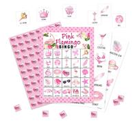 Pink Flamingo Bingo Game Cards, Hawaiian Bingo Games for Adults, Tropical Summer Bingo Cards Supplies, Jungle Bingo Birthday Party Decor Favors, Card Gifts for Women Friends Family Holiday, 10
