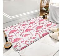 Pink Flamingo Bird Bathroom Rug Mat, Extra Soft and Absorbent Microfiber Bath Rugs, Non-Slip Plush Bath Carpet, Bath Mats for Bathroom Floor, Tub and Shower 16"x24"
