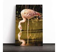 Pink Flamingo Bird Canvas Print | Gallery Wrapped 30mm Frame Wall Art | 20x14 inches | Ready to Hang | Modern Animals Picture | Living Room Bedroom Lounge Office