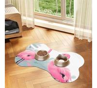 Pink Flamingo Bone Shaped Absorbent Dog Feeding Mat