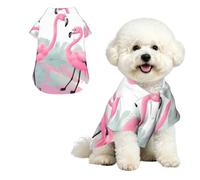 Pink Flamingo Breathable Hawaiian Dog Shirt Summer Button Up Top for Small Medium Dogs S