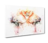 Pink Flamingo Canvas Print | Gallery Wrapped 30mm Frame Wall Art | 24x16 inches | Ready to Hang | Abstract Animals Picture | Living Room Bedroom Lounge Office