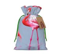 Pink Flamingo Christmas Drawstring Sack Gift Bag, Lightweight And Cute In Design