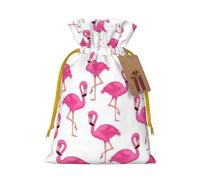 Pink Flamingo Christmas Drawstring Sack Gift Bag, Lightweight And Cute In Design
