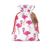 Pink Flamingo Christmas Drawstring Sack Gift Bag, Lightweight And Cute In Design