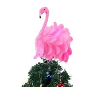 Pink Flamingo Christmas Tree Topper Artificial Feather Flamingo Christmas Tree Top with Spring Base Christmas Decorations Indoor Outdoor (Treetop, 30 * 30cm/12 * 12inch)