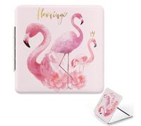 Pink Flamingo Compact Mirror, Square Small Mirror for Makeup Traveling, Portable Travel Makeup Small Mirrors, Handbag Essentials Mini Handheld Mirrors Gifts for Teenage Girls Flamingo Lovers