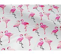 Pink Flamingo Cotton Poplin Fabric Bird Print Material for Sewing, Dressmaking, Crafts, Quilting, Home Décor White - 150cm Wide - Sold by The Metre
