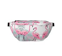 Pink Flamingo Crossbody Waist Bag with Multiple Pockets, Easy To carry, Suitable for Sports, Travel and Daily Use.