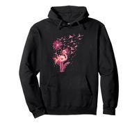 Pink Flamingo Dandelion Floral Birds Tropical Nature Wildlif Pullover Hoodie