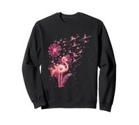 Pink Flamingo Dandelion Floral Birds Tropical Nature Wildlif Sweatshirt
