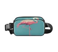 Pink Flamingo Dark Slate Blue Trendy Crossbody Bag Waist Packs for Women Men Teens Water Resistant Belt Bag Travel Wallet with Adjustable Strap for Cycling Hiking Gym, Aesthetic Fighting Fish, One
