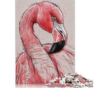 Pink Flamingo Drawing Jigsaw Puzzle 1000 Piece Jigsaw Puzzles For Adults Teenager Wooden Puzzles Toy Game Explore Creativity And Problem Solving 1000pcs (75x50cm)