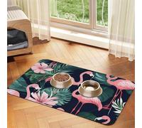 Pink Flamingo Durable Pet Absorbent Tablecloth Non-Slip Dining Pad For Dog Cat Food Water Bowls Feeder Mat