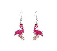 Pink Flamingo Earrings for Women Lightweight Glitter Flamingo Dangle Drop Earrings for Christmas Valetine's Day Holiday, M, Zinc, No Gemstone