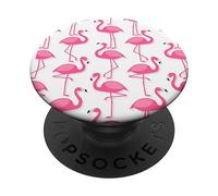 Pink Flamingo Flamenco Party White Background PopSockets Adhesive PopGrip