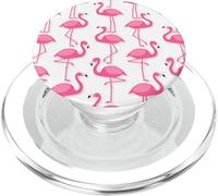 Pink Flamingo Flamenco Party White Background PopSockets PopGrip for MagSafe